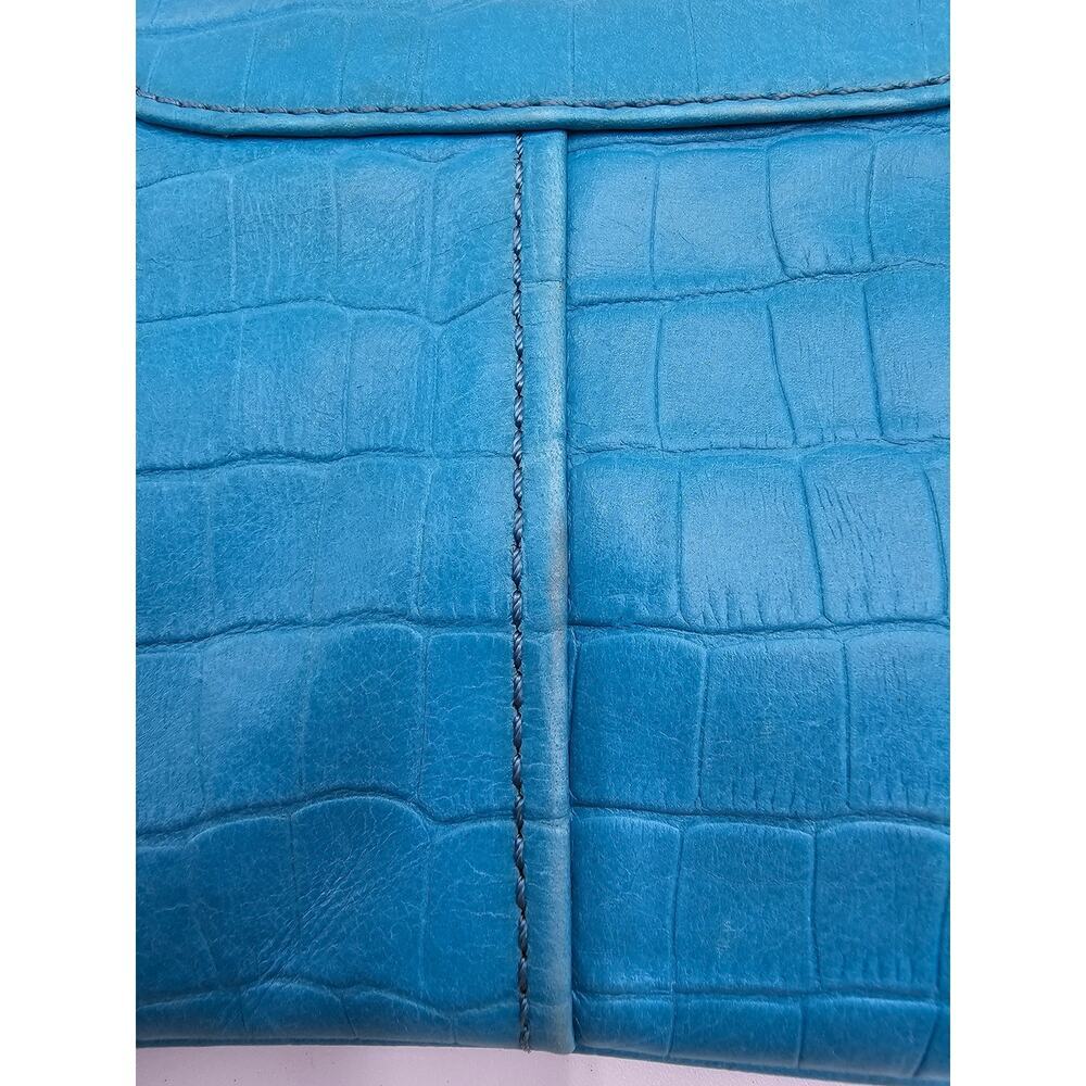 Maxx New York Blue Genuine Cow Embossed Leather Clutch - Picture 7 of 16